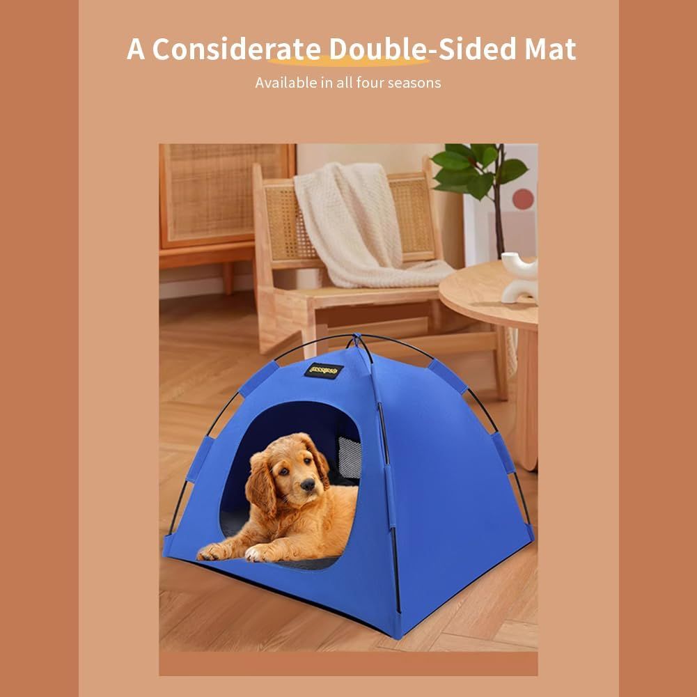 Green All-Weather Portable Pet Tent with Dual-Sided Cushion & Insect-Proof Mesh – L Size 60 x 60 x 50 cm, Waterproof & Sun-Proof Outdoor Four Corner Dome Kennel for Dogs & Cats Travel Camping - view 7