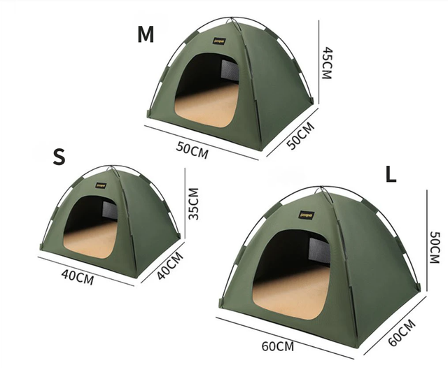 Khaki All-Weather Portable Pet Tent with Dual-Sided Cushion & Insect-Proof Mesh – L Size 60 x 60 x 50 cm, Waterproof & Sun-Proof Outdoor Four Corner Dome Kennel for Dogs & Cats Travel Camping - view 2