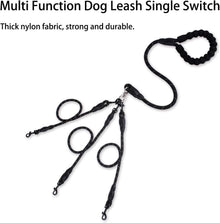 Red 3-in-1 No-Tangle Dog Leash for 1-3 Small Large Dogs – Heavy Duty 360° Swivel Bungee Coupler with Reflective Nylon Braid & Padded Handle - view 2
