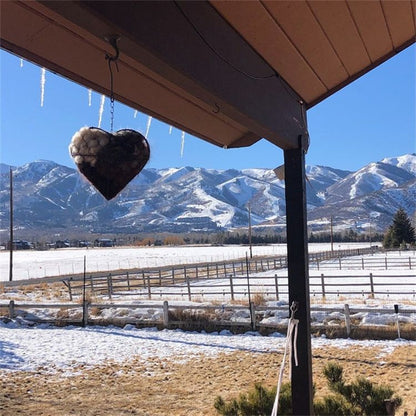 Bird Heart-Shaped Nest with Hanging Metal Frame - Outdoor Garden Decor & Wild Bird Support - Unique Yard Art for Backyard Sanctuaries and Nature Lover Gifts - view 2