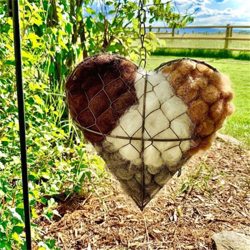 Bird Heart-Shaped Nest with Hanging Metal Frame - Outdoor Garden Decor & Wild Bird Support - Unique Yard Art for Backyard Sanctuaries and Nature Lover Gifts - view 3