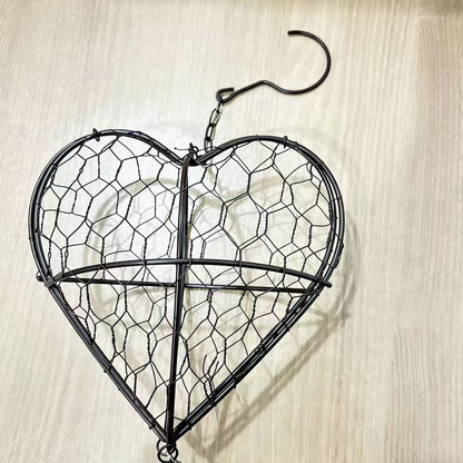 Bird Heart-Shaped Nest with Hanging Metal Frame - Outdoor Garden Decor & Wild Bird Support - Unique Yard Art for Backyard Sanctuaries and Nature Lover Gifts - view 4