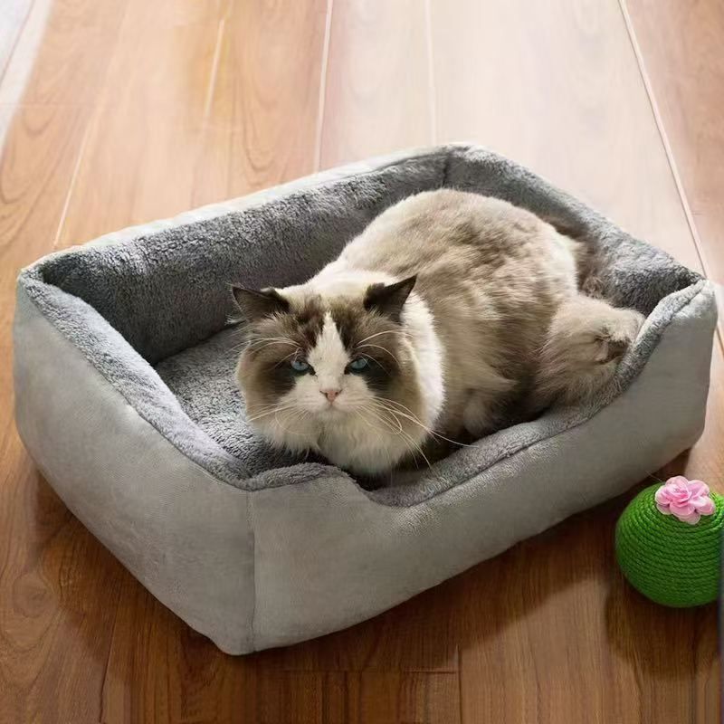 40x30x14CM Grey Premium Plush Pet Bed and Cozy Cushion Mat with Removable Flannel Cover & Non-Slip Waterproof Oxford Bottom for Cats Dogs Car & Home Universal Use - view 4
