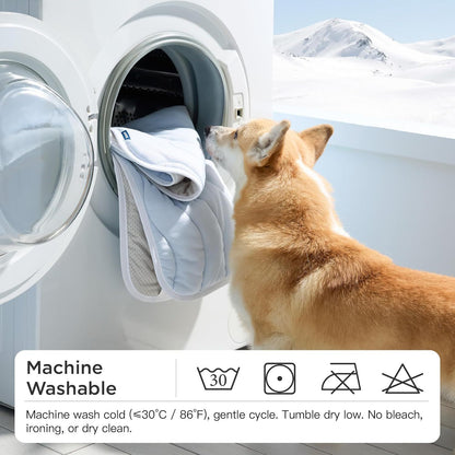 91 x 58 CM Grey Premium Wave Quiltied Pet Cooling Mat - Washable Self-Cooling Blanket with Anti-Stick Hair Surface & Non-Slip Base for Cats Dogs and Human Versatile Use - view 4