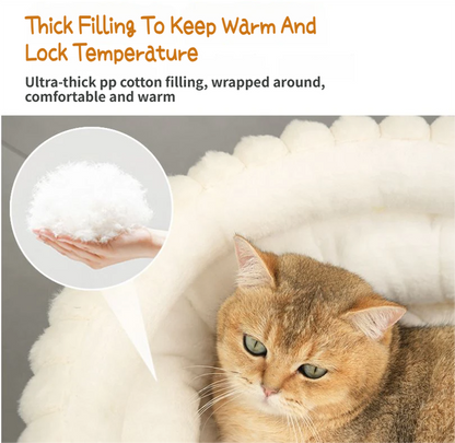Coffee Plush Round Pet Bed with Gap Entry & Removable Cushion S Size - Thickened Warm Anti Slip Cats and Dogs Donut Nest for All Seasons, Cozy and Soft Sleeping Bed for Home Use, L Size 60x60x15CM - view 3