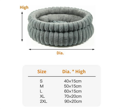 Pink Plush Round Pet Bed with Gap Entry & Removable Cushion S Size - Thickened Warm Anti Slip Cats and Dogs Donut Nest for All Seasons, Cozy and Soft Sleeping Bed for Home Use, XL Size 70x70x20CM - view 2