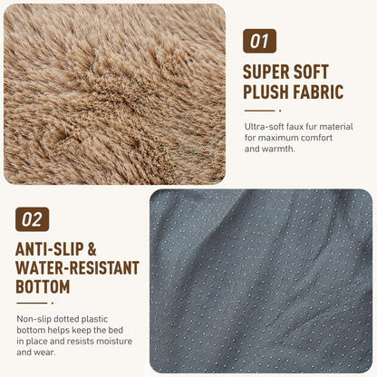 Brown Bubble Plush Pet Sofa Bed with Removable Cushion S Size 60x45x23CM – Ultra-Soft Winter Thickened Warm Pet Nest with Raised Bolster Edges, Washable Plush Cover and Non-Slip Base, Cozy and Soft Sleeping Space for Dog & Cat Home Use - view 6