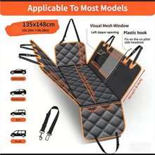 Waterproof Dog Car Rear Seat Protector 135 x 148CM - Durable Oxford Non Slip Pet Hammock with Storage Pockets, Zipper Mesh Window and 6 Fixed Buckles, Seat Belt Access Opening and Pet Leash - view 2