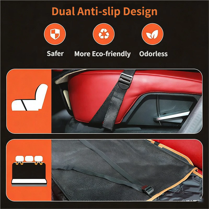 Waterproof Dog Car Rear Seat Protector 135 x 148CM - Durable Oxford Non Slip Pet Hammock with Storage Pockets, Zipper Mesh Window and 6 Fixed Buckles, Seat Belt Access Opening and Pet Leash - view 5