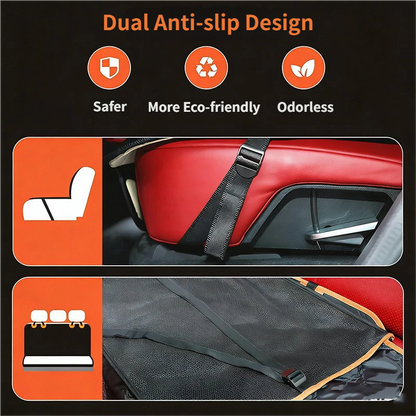 Waterproof Dog Car Rear Seat Protector 135 x 148CM - Durable Oxford Non Slip Pet Hammock with Storage Pockets, Zipper Mesh Window and 6 Fixed Buckles, Seat Belt Access Opening and Pet Leash - view 5