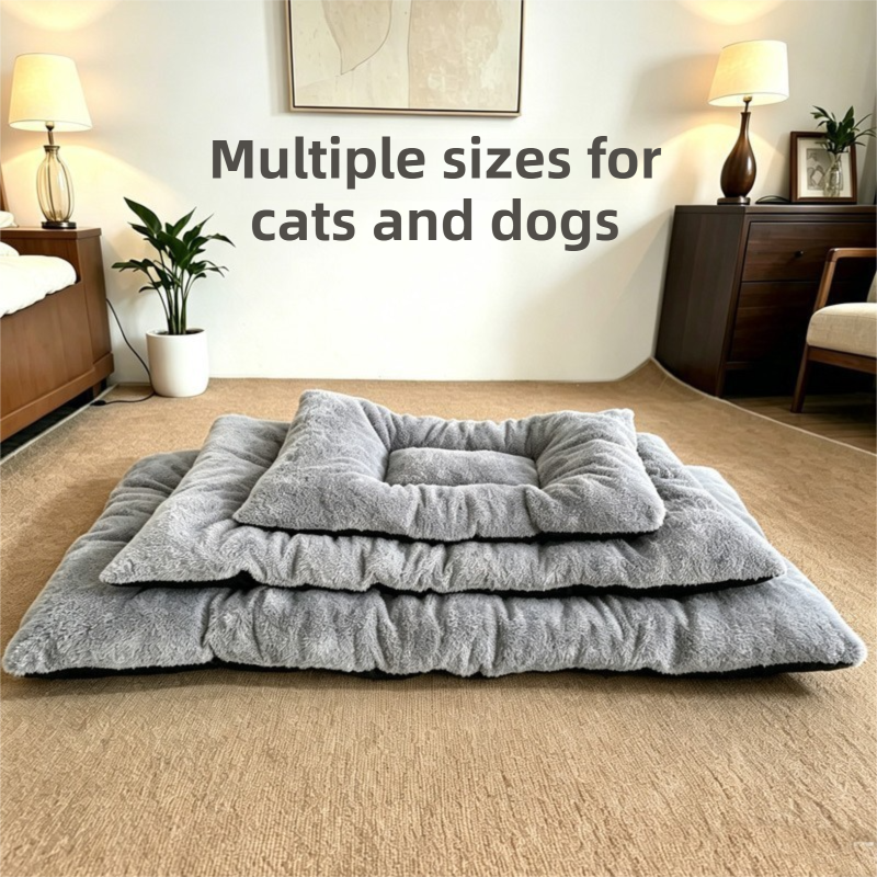 90 x 45CM Large Plush Pet Bed Mat for Dogs & Cats – Light Grey Double-Sided Soft Cushion, Breathable Moisture-Resistant Sleeping Pad for Small, Medium & Large Pets - view 3