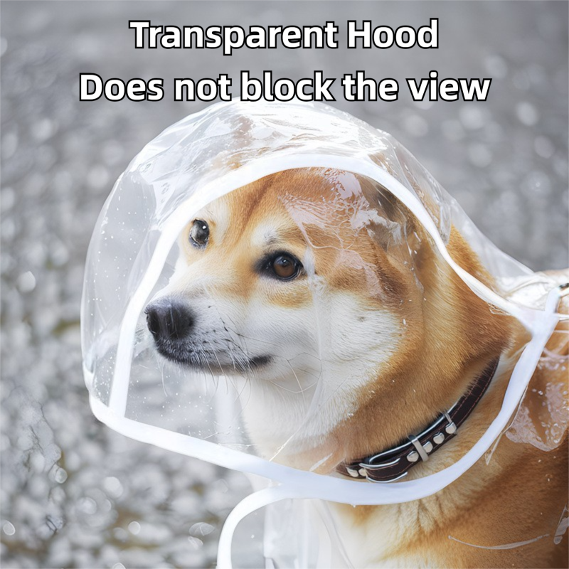 3XL Size Waterproof EVA Transparent Dog Hooded Raincoat and Pet Full-Coverage Poncho with Adjustable Snaps & Hidden Leash Opening, Quick-Drying and Easy to Clean for Small Medium Large Dogs - view 4