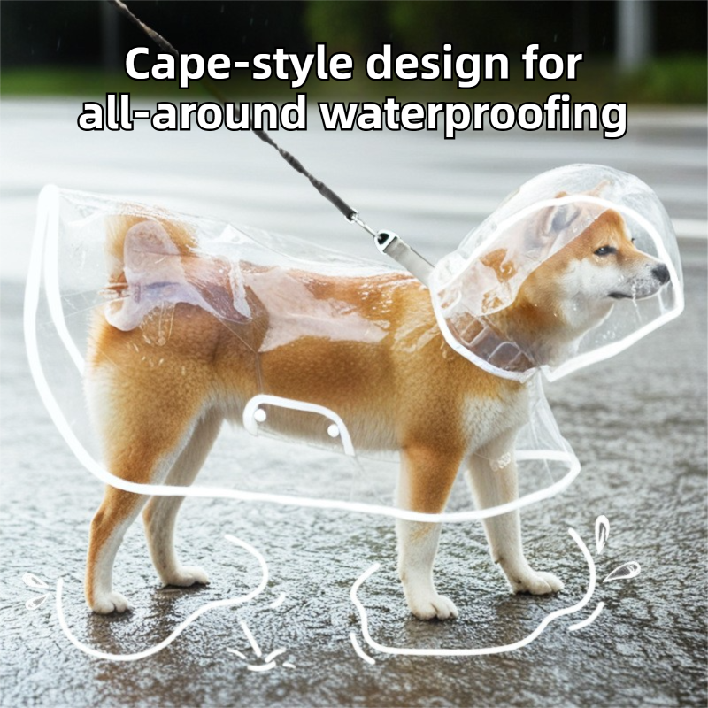 4XL Size Waterproof EVA Transparent Dog Hooded Raincoat and Pet Full-Coverage Poncho with Adjustable Snaps & Hidden Leash Opening, Quick-Drying and Easy to Clean for Small Medium Large Dogs - view 3