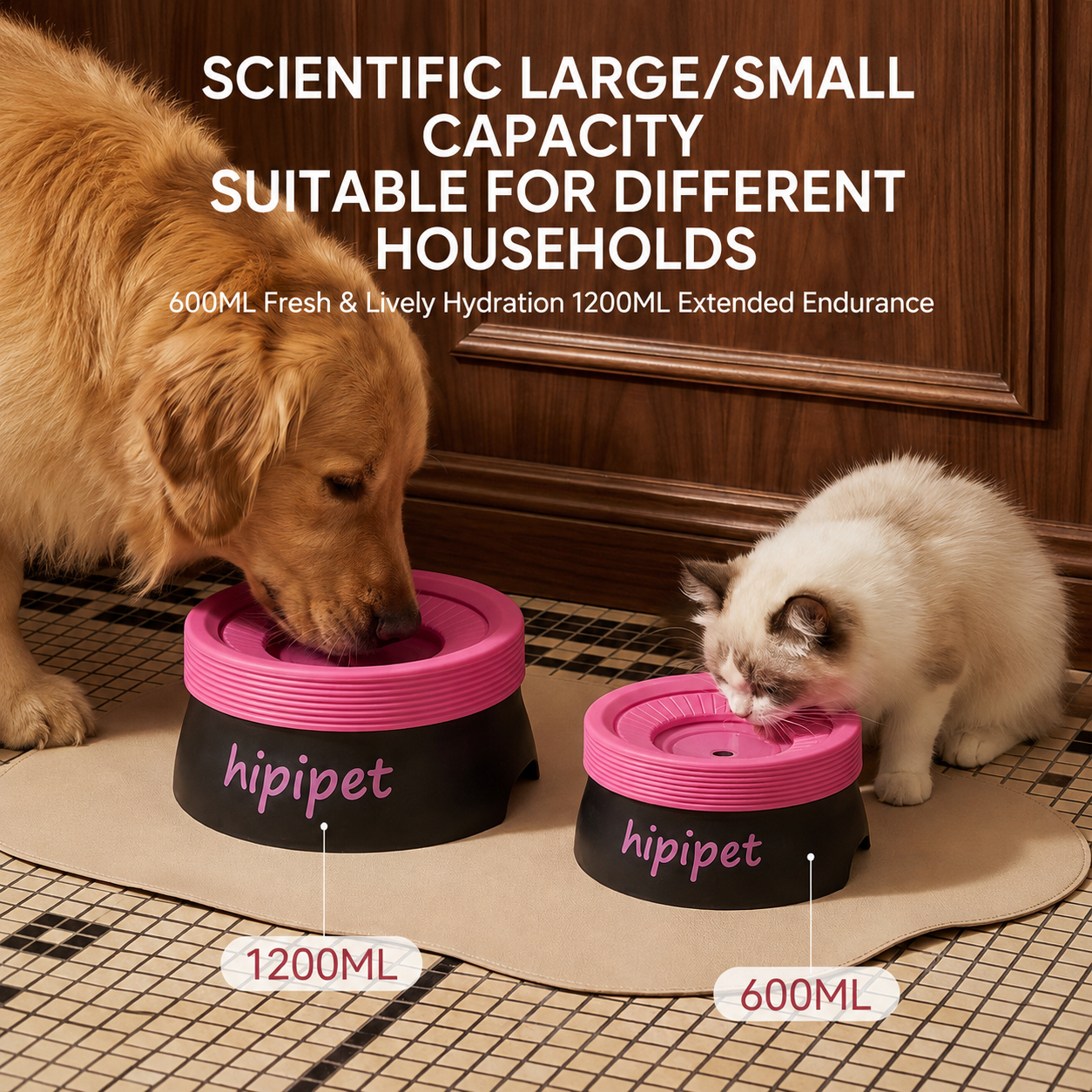Bondi Blue 1200ML Large No Spill Slow Water Dog Bowl, Pet Water Feeder with Floating Disk - Anti Wet Mouth and Cleaner Drinking, Food Grade PP & TPR, Fully Removable & Easy Clean - view 5