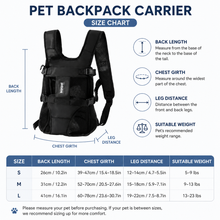 Yellow Purple Hands Free Adjustable Dog Carrier Backpack with 3-Point Support, Reserved Tail Opening and Wide Padded Straps - Chest & Back Dual Use, Breathable on Both Sides and Quick-release Safety Buckles for Walking Bike Travel Outdoor Use, S Size - view 2