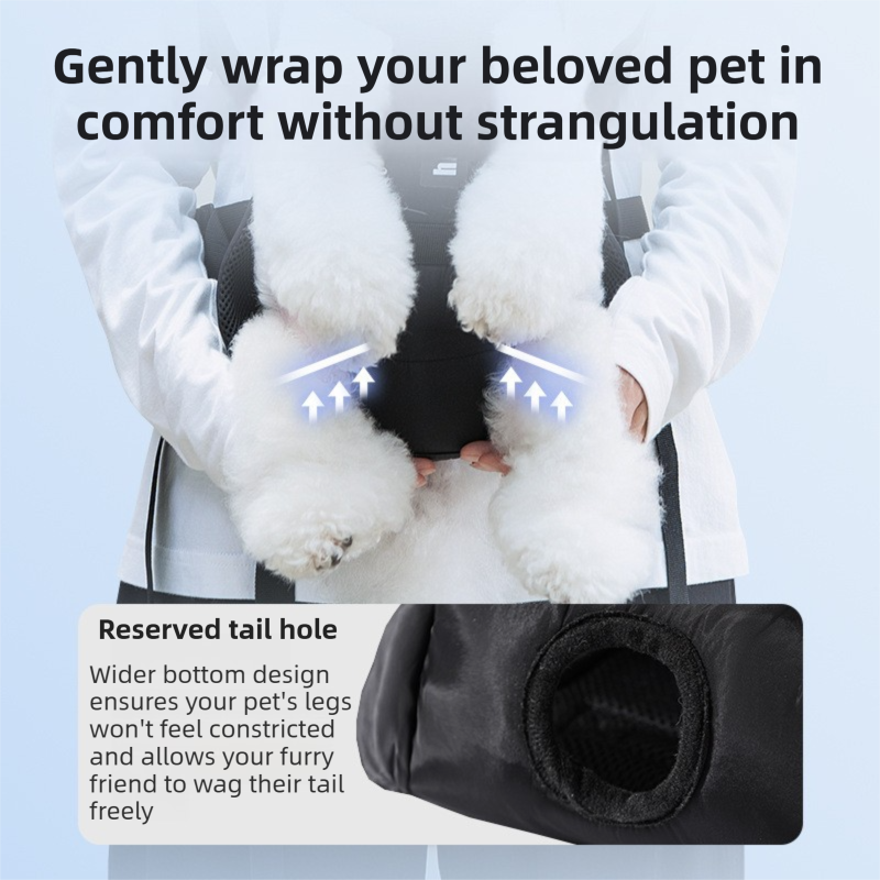 Yellow Purple Hands Free Adjustable Dog Carrier Backpack with 3-Point Support, Reserved Tail Opening and Wide Padded Straps - Chest & Back Dual Use, Breathable on Both Sides and Quick-release Safety Buckles for Walking Bike Travel Outdoor Use, S Size - view 4