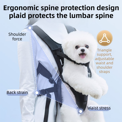 Blue Hands Free Adjustable Dog Carrier Backpack with 3-Point Support, Reserved Tail Opening and Wide Padded Straps - Chest & Back Dual Use, Breathable on Both Sides and Quick-release Safety Buckles for Walking Bike Travel Outdoor Use, M Size - view 3