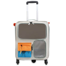 Orange and Grey Large Space Pet Carrier Trolley – Foldable Cat Carrier Backpack with Breathable Side Mesh & View Window, Silent Rolling Wheels, Storage Pocket and Removable Bottom Pad for Dog and Cat, 42 x 36 x 27CM