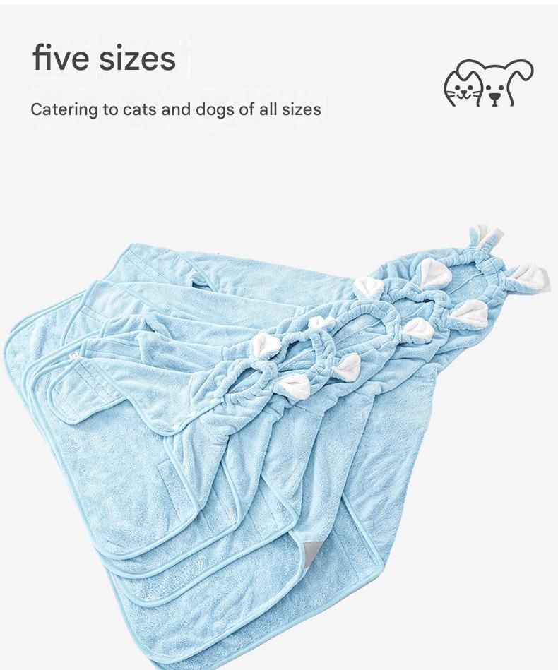 Blue XL size Pet Drying Robe with Hood - Quick Dry Coral Fleece Towel for Dogs and Cats, Super Absorbent Bathrobe with Cute Rabbit Ears, Adjustable Fit for All Sizes, Easy to Wear and Machine Washable - view 8