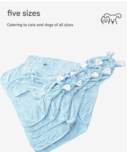 Pink M size Pet Drying Robe with Hood - Quick Dry Coral Fleece Towel for Dogs and Cats, Super Absorbent Bathrobe with Cute Rabbit Ears, Adjustable Fit for All Sizes, Easy to Wear and Machine Washable - view 8