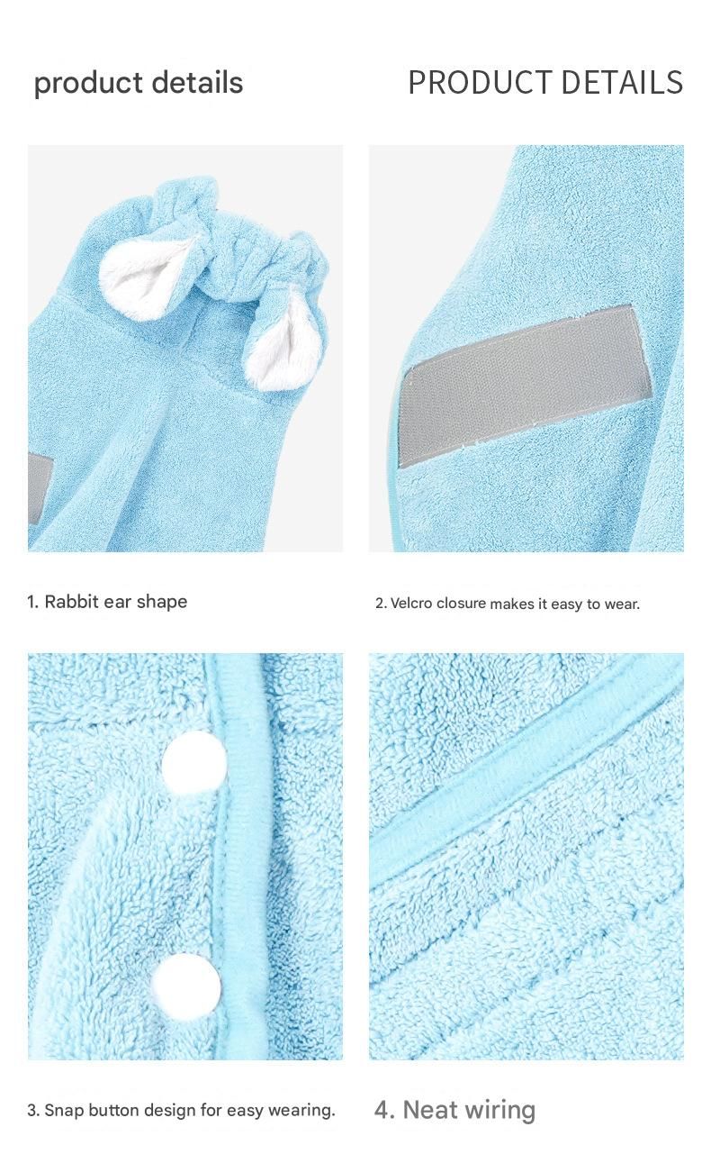 Pink XL size Pet Drying Robe with Hood - Quick Dry Coral Fleece Towel for Dogs and Cats, Super Absorbent Bathrobe with Cute Rabbit Ears, Adjustable Fit for All Sizes, Easy to Wear and Machine Washable - view 9