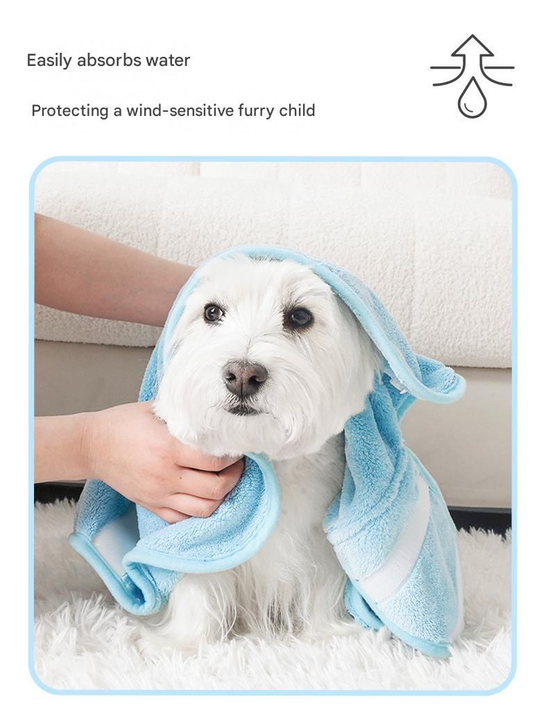 Yellow M size Pet Drying Robe with Hood - Quick Dry Coral Fleece Towel for Dogs and Cats, Super Absorbent Bathrobe with Cute Rabbit Ears, Adjustable Fit for All Sizes, Easy to Wear and Machine Washable - view 5