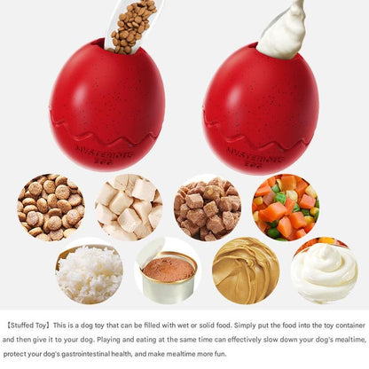 2-piece Red Dinosaur Egg Dog Slow Feeder Toy Set with Cleaning Brush - TPR Interactive Treat Dispenser for Mental Stimulation, Anxiety Relief and Healthy Digestion - Includes Extendable Brush for Easy Cleaning - view 2