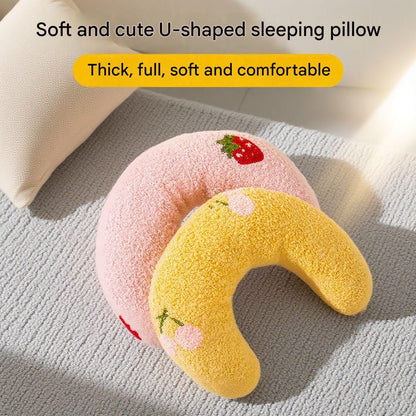 Blue Pet U-Shaped Pillow - Soft Teddy Velvet Neck Support Cushion for Dogs and Cats, Deep Sleep Aid with Embroidered Design, Lightweight and Comfortable Pet Bed Accessory - view 3