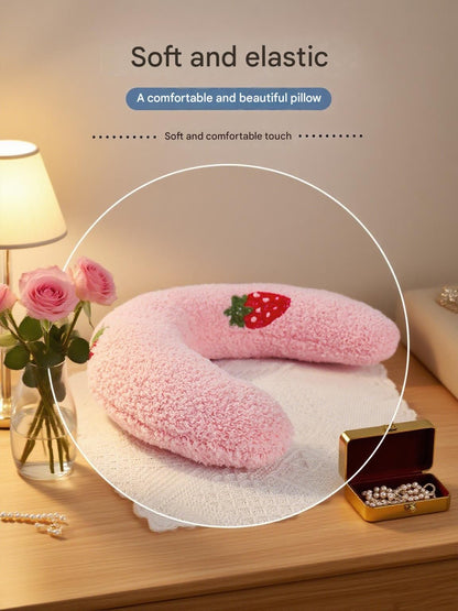 Blue Pet U-Shaped Pillow - Soft Teddy Velvet Neck Support Cushion for Dogs and Cats, Deep Sleep Aid with Embroidered Design, Lightweight and Comfortable Pet Bed Accessory - view 4