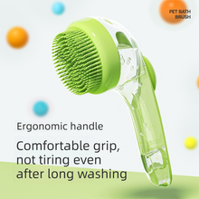 Green Pet Silicone Bath Brush with Shampoo Dispenser - Leak-Proof One-Touch Soap Release-Dog and Cat Grooming Massage Brush Soft Cleaning Scrubber for Bathing Shedding and Skin Care - view 2