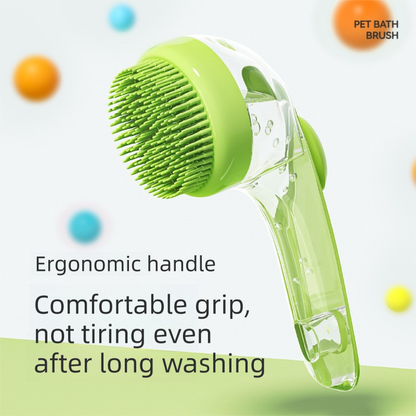 Green Pet Silicone Bath Brush with Shampoo Dispenser - Leak-Proof One-Touch Soap Release-Dog and Cat Grooming Massage Brush Soft Cleaning Scrubber for Bathing Shedding and Skin Care - view 2
