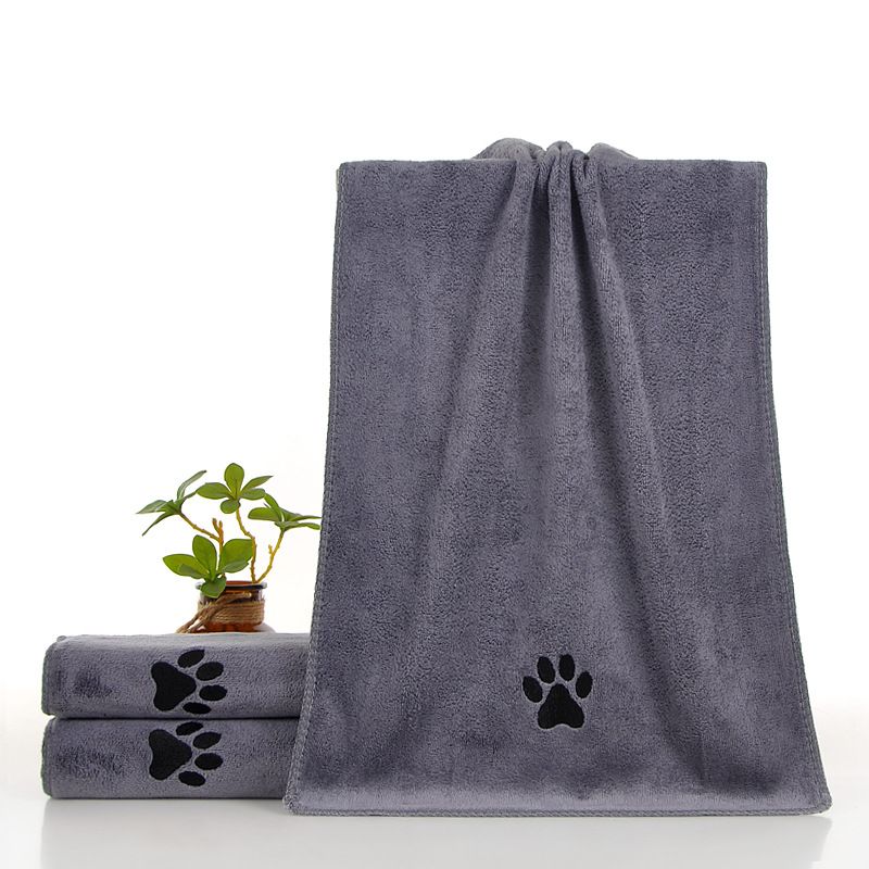 Grey 50x100cm Pet Drying absorbent Towel for Dogs and Cats - Quick Dry Super Absorbent Microfiber Bath Towel with Paw Print Design - Large Size Grooming Towel for Pets