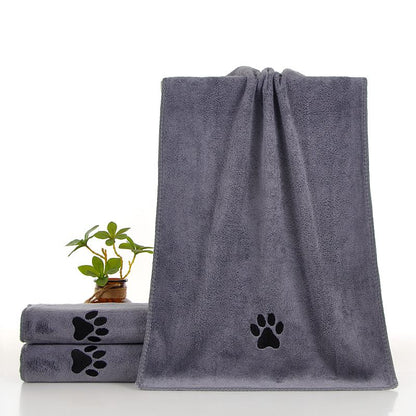 Grey 70x140cm Pet Drying absorbent Towel for Dogs and Cats - Quick Dry Super Absorbent Microfiber Bath Towel with Paw Print Design - Large Size Grooming Towel for Pets
