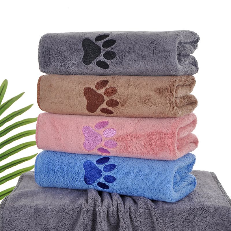 Grey 70x140cm Pet Drying absorbent Towel for Dogs and Cats - Quick Dry Super Absorbent Microfiber Bath Towel with Paw Print Design - Large Size Grooming Towel for Pets - view 2