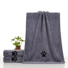 Grey 40x80cm Pet Drying absorbent Towel for Dogs and Cats - Quick Dry Super Absorbent Microfiber Bath Towel with Paw Print Design - Large Size Grooming Towel for Pets