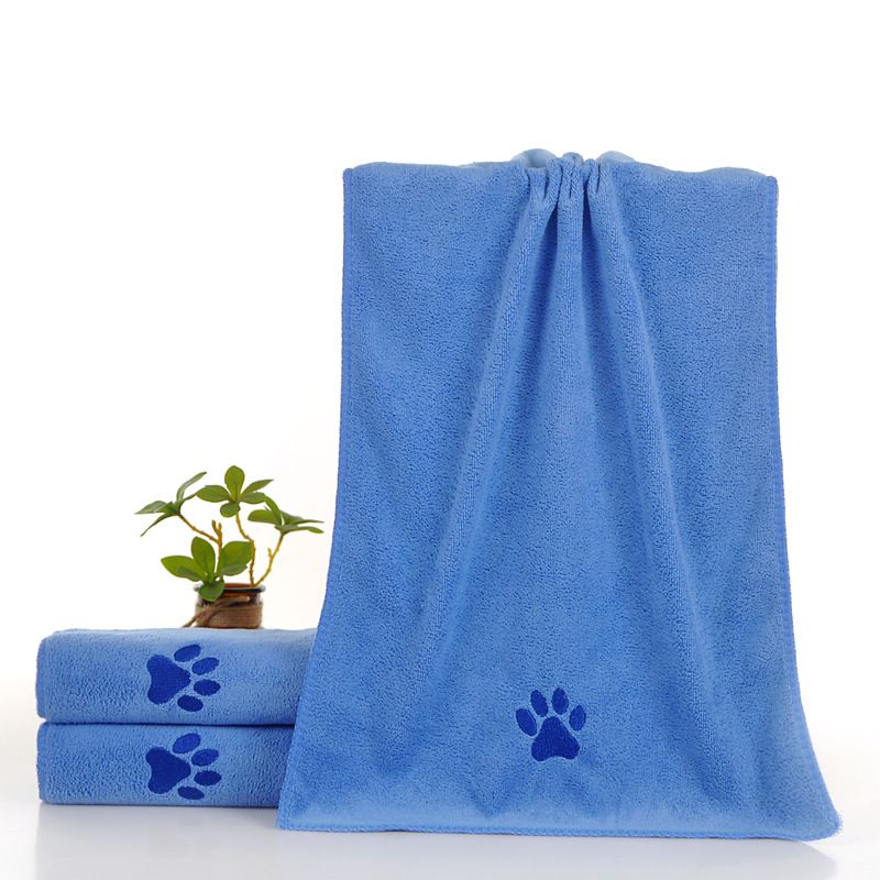 Blue 50x100cm Pet Drying absorbent Towel for Dogs and Cats - Quick Dry Super Absorbent Microfiber Bath Towel with Paw Print Design - Large Size Grooming Towel for Pets