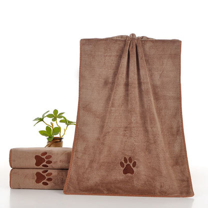 Brown 50x100cm Pet Drying absorbent Towel for Dogs and Cats - Quick Dry Super Absorbent Microfiber Bath Towel with Paw Print Design - Large Size Grooming Towel for Pets