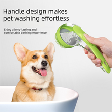 2-Piece Pet Cleaning Set - Blue Silicone Bath Brush with Liquid Dispenser and Grey 40x80cm Microfiber Drying Towel, Cleaning Leak-Proof Massage Scrubber for Dogs and Cats - view 2