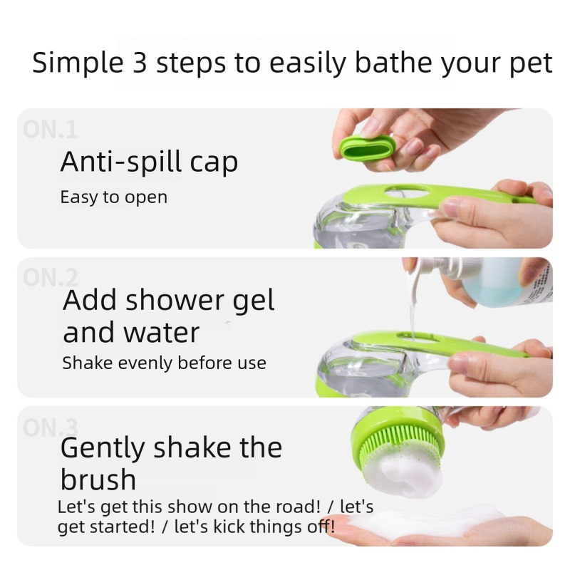 2-Piece Pet Cleaning Set - Blue Silicone Bath Brush with Liquid Dispenser and Brown 40x80cm Microfiber Drying Towel, Cleaning Leak-Proof Massage Scrubber for Dogs and Cats - view 5
