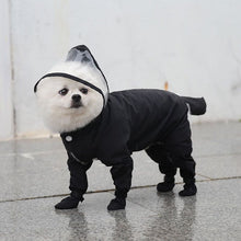 Black S size Full Coverage Pet Raincoat Jumpsuit Waterproof Dog Rain Suit with Attached Shoes and Tail Cover-Lightweight Hooded Dog Poncho for Small Dogs