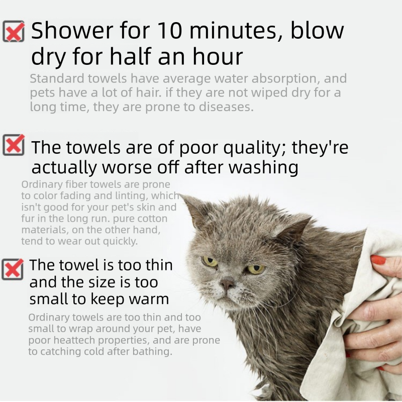 Yellow and Grey 30x30cm Pet Paw-Wiping Towel- Thickened Coral Fleece Super Absorbent Quick Dry Bath Towel for Dogs and Cats, Non Shedding Grooming Wrap - view 6