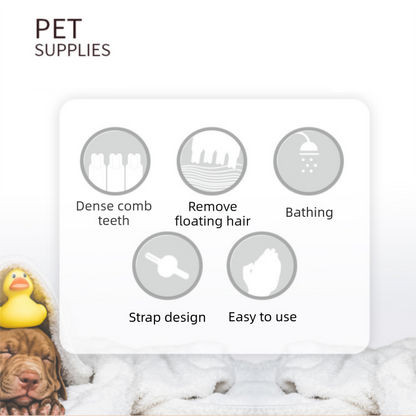 Grey Pet Bath Massage Brush Soft TPR Grooming Brush for Dogs and Cats Adjustable Hand Strap Deshedding Scrubber - view 3