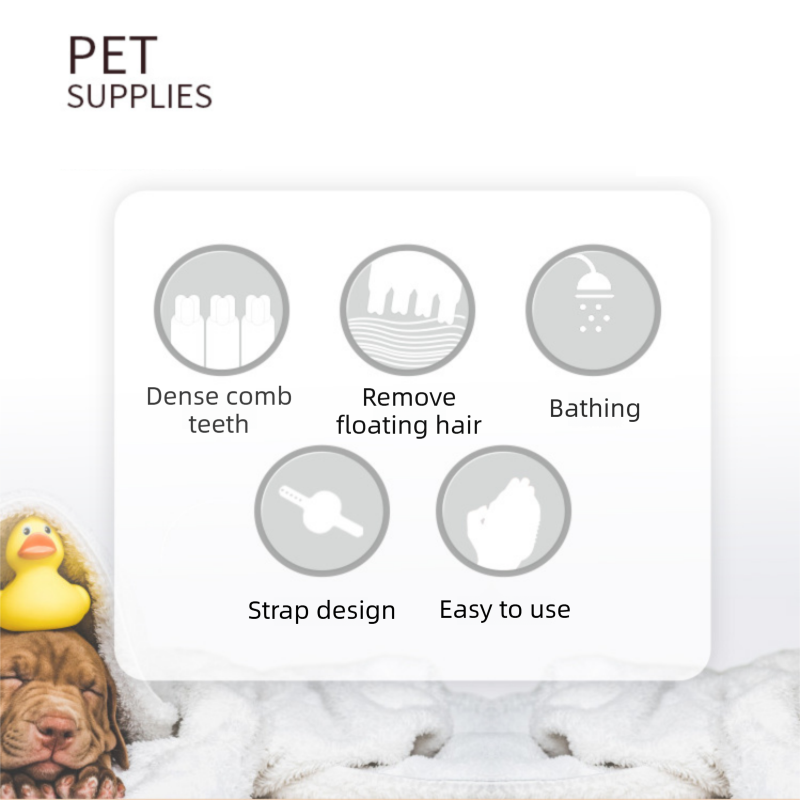 Orange Pet Bath Massage Brush Soft TPR Grooming Brush for Dogs and Cats Adjustable Hand Strap Deshedding Scrubber - view 3
