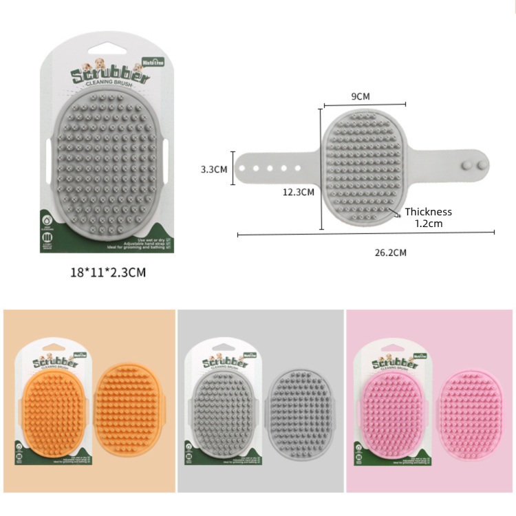 Orange Pet Bath Massage Brush Soft TPR Grooming Brush for Dogs and Cats Adjustable Hand Strap Deshedding Scrubber - view 4