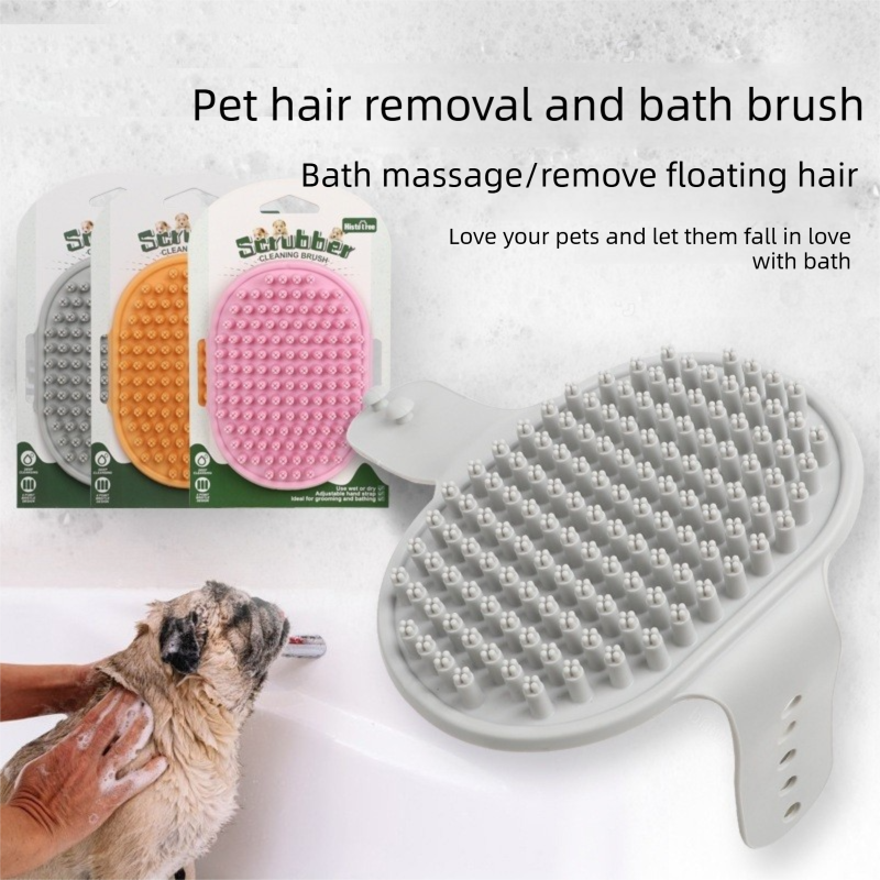 Blue Pet Bath Massage Brush Soft TPR Grooming Brush for Dogs and Cats Adjustable Hand Strap Deshedding Scrubber - view 2