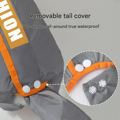 Grey and Orange M size Dog Raincoat with Leash Access and Transparent Hood - Waterproof Full Body Pet Rain Suit for Small and Medium Dogs, Reflective Trim, Removable Tail Cover, Outdoor Walking Apparel - view 3