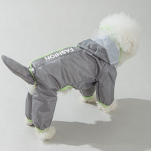 Grey and Green S size Dog Raincoat with Leash Access and Transparent Hood - Waterproof Full Body Pet Rain Suit for Small and Medium Dogs, Reflective Trim, Removable Tail Cover, Outdoor Walking Apparel