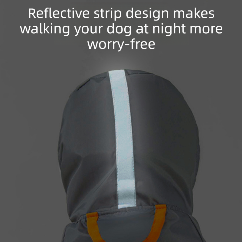 Grey and Green S size Dog Raincoat with Leash Access and Transparent Hood - Waterproof Full Body Pet Rain Suit for Small and Medium Dogs, Reflective Trim, Removable Tail Cover, Outdoor Walking Apparel - view 4
