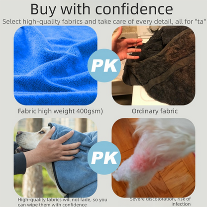 Pink 100x50cm icrofibre Pet Bath Towel with Hand Pockets - Super Absorbent Quick Dry Dog and Cat Drying Towel, Soft Grooming Blanket for Bathing, Cleaning and Everyday Pet Care - view 4