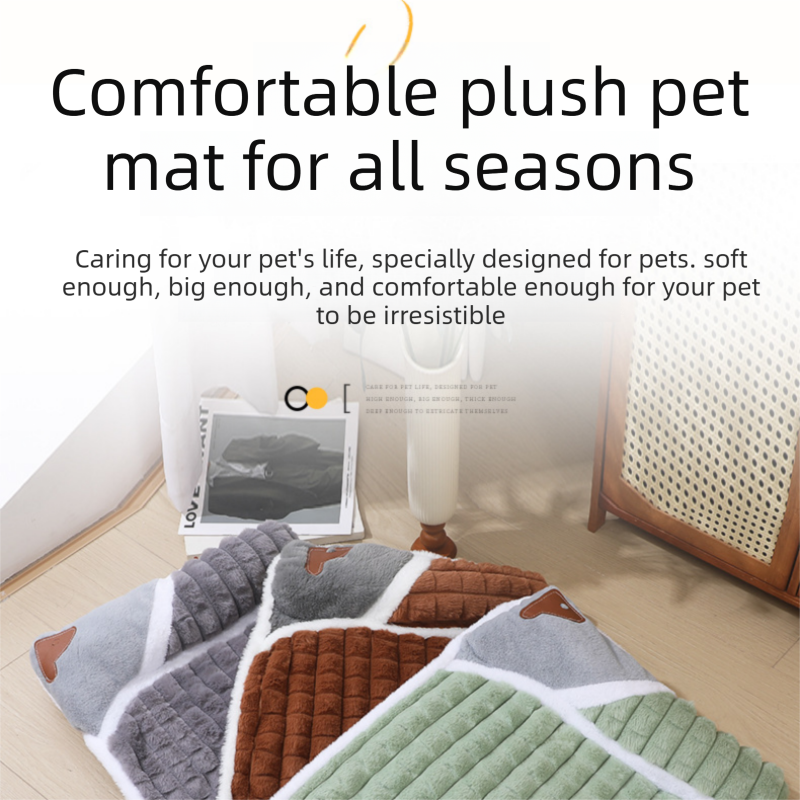 Grey XL size Luxury Plush Pet Sleeping Mat, Thickened Warm Pet Bed Cushion for Dogs and Cats, Soft Fabric Pet Sofa Pad with Non-Slip Waterproof Base - view 2